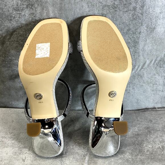 MICHAEL MICHAEL KORS Women's Silver Rhinestone Embellished Clara Dress Sandals - Picture 6 of 10